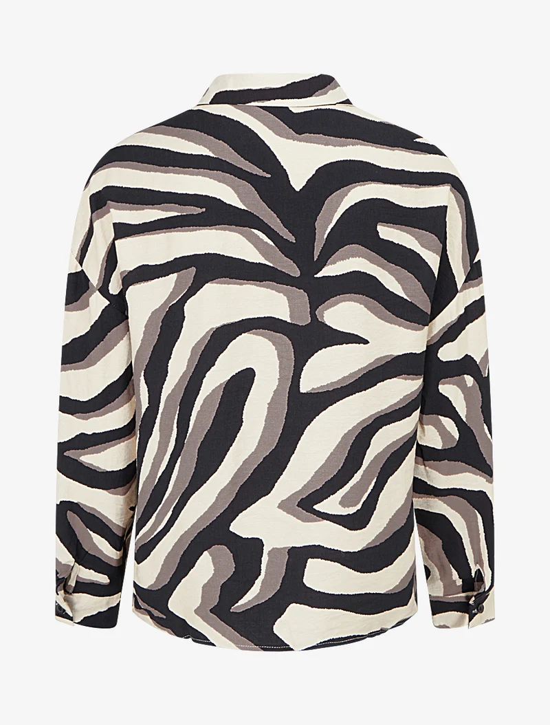 Chemise fluide imprimé tigré - Taupe
