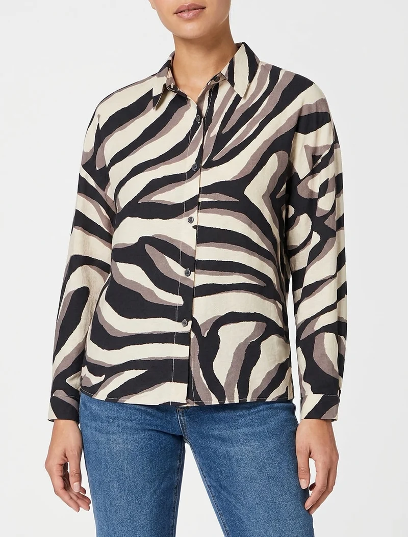 Chemise fluide imprimé tigré - Taupe