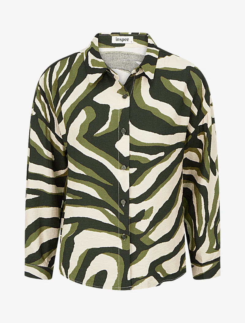 Chemise fluide imprimé tigré - Kaki