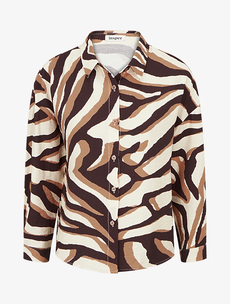 Chemise fluide imprimé tigré - Marron