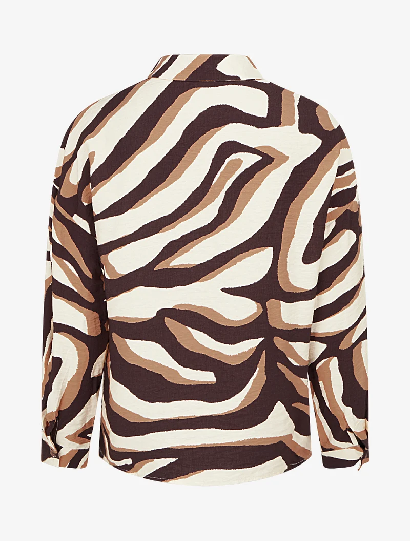 Chemise fluide imprimé tigré - Marron