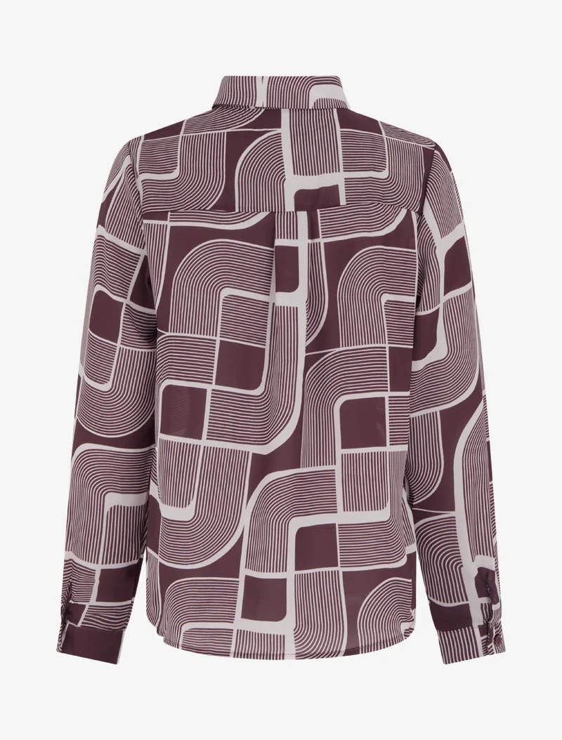 Chemise fluide transparente imprimé graphique - Prune