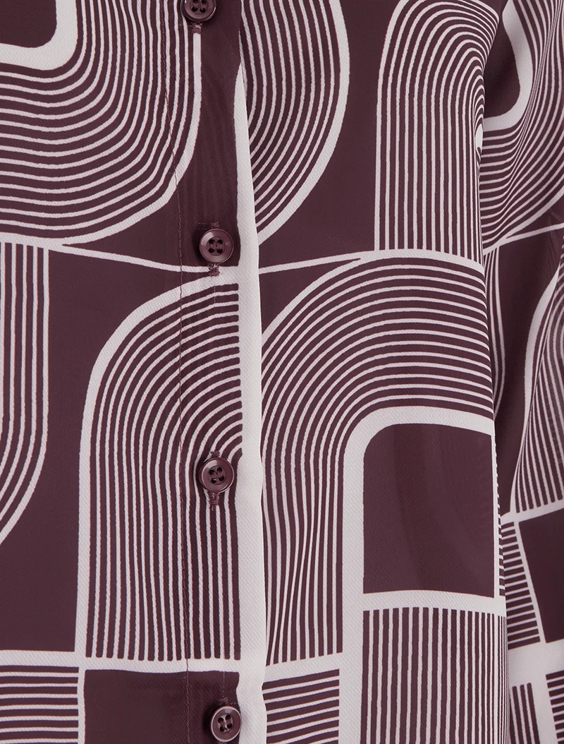 Chemise fluide transparente imprimé graphique - Prune