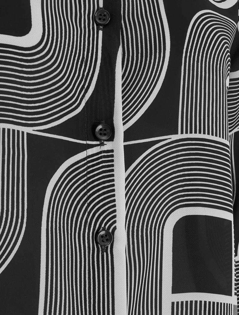 Chemise fluide transparente imprimé graphique - Noir
