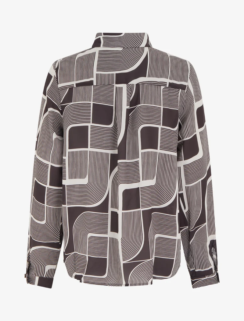 Chemise fluide transparente imprimé graphique - Chocolat