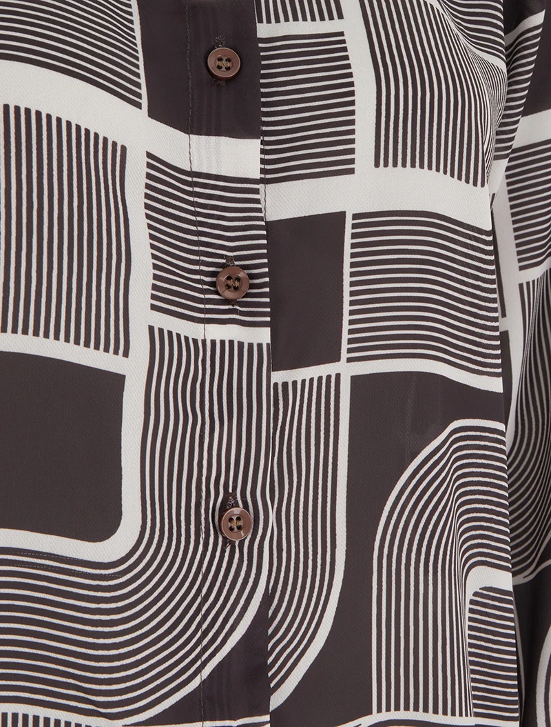 Chemise fluide transparente imprimé graphique - Chocolat