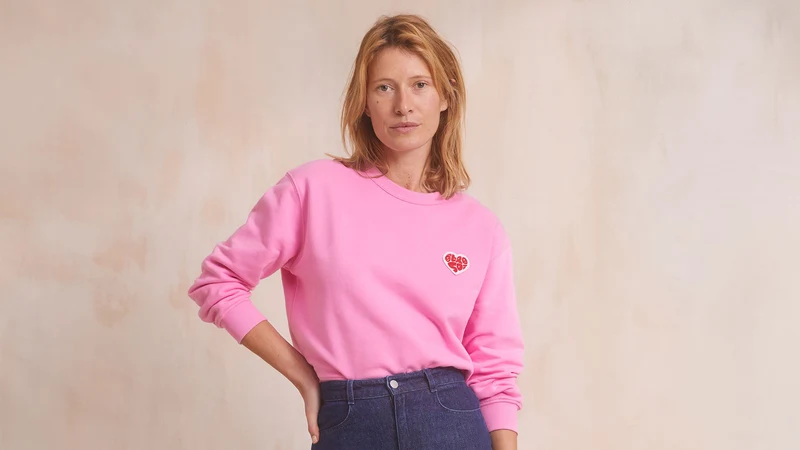 Sweat en coton Être Soi Rose Blush