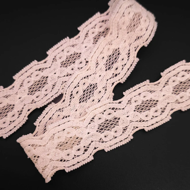 Galon de dentelle extensible | Rose poudré | 25 mm - 1''