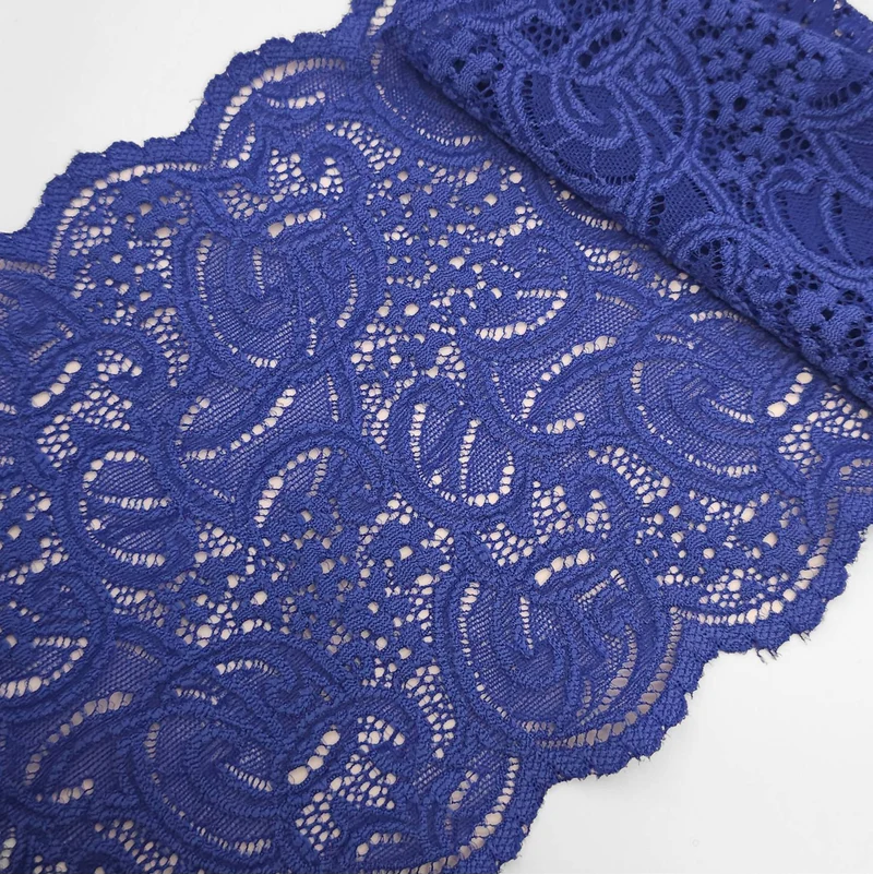 Dentelle florale extensible large | Ruban de dentelle | Bleu royal | 155 mm - 6 1/8''