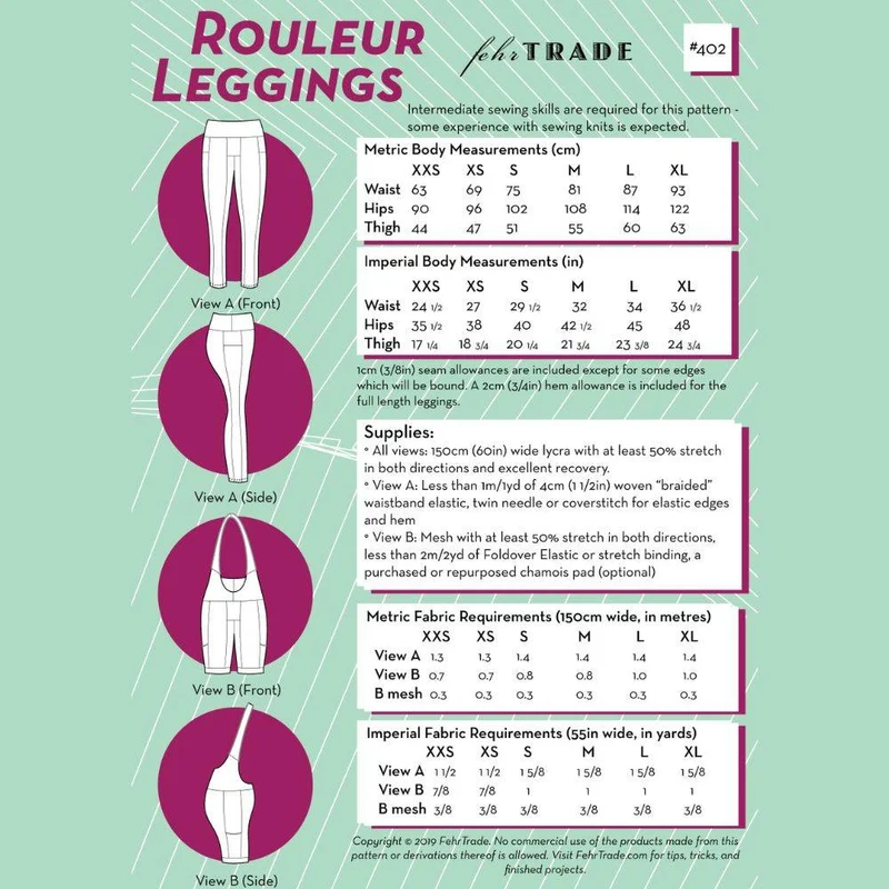 PATRON DE COUTURE PDF | Leggings Rouleur | Fehr Trade