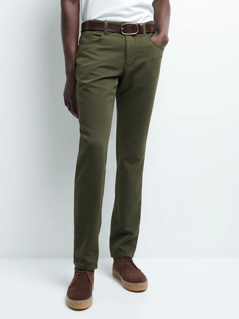 Jean couleur slim en coton élasthane uni
