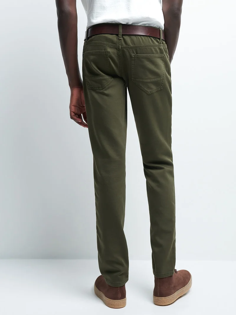 Jean couleur slim en coton élasthane uni