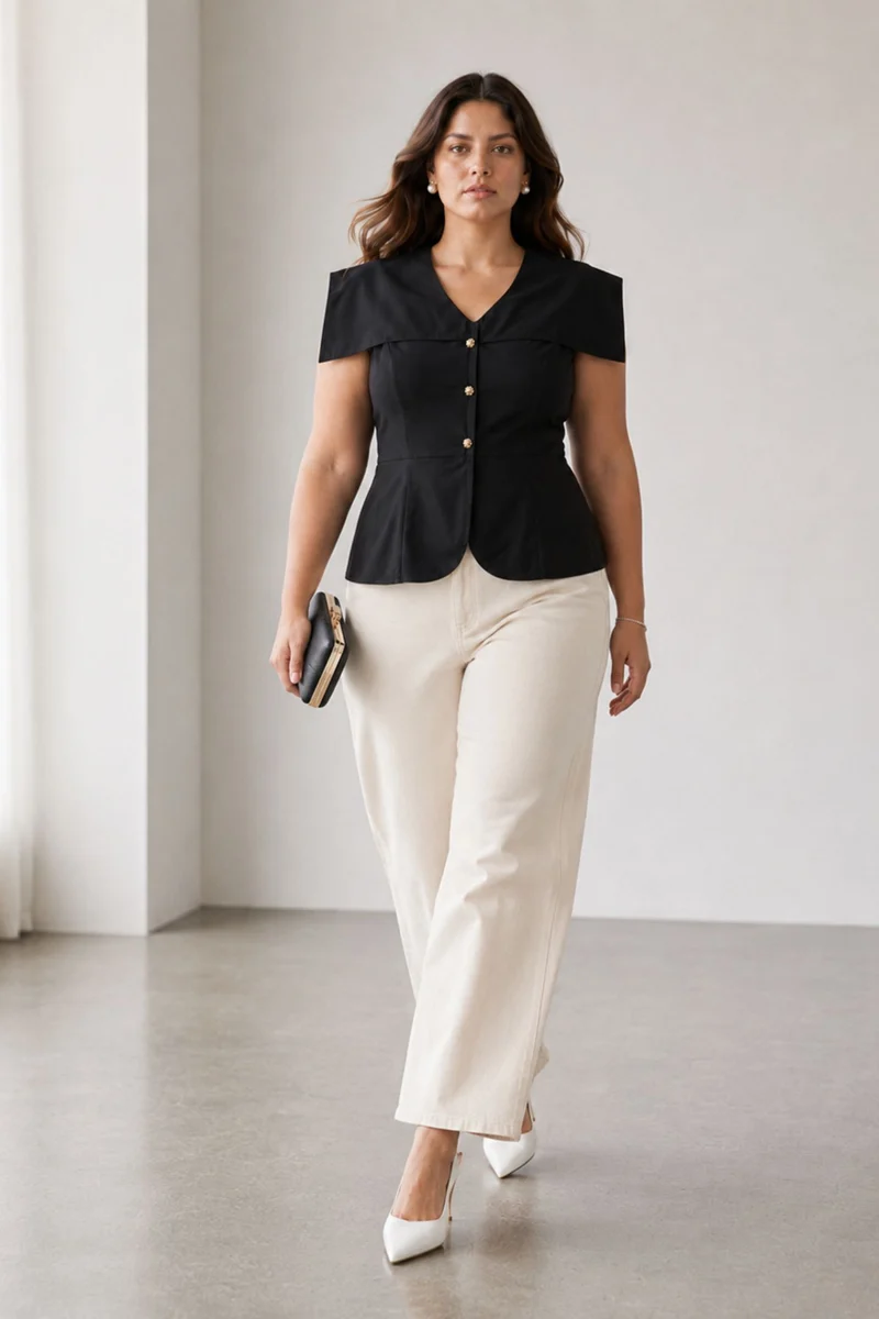 Giavelle|100% Cotton Peplum Waist Coat