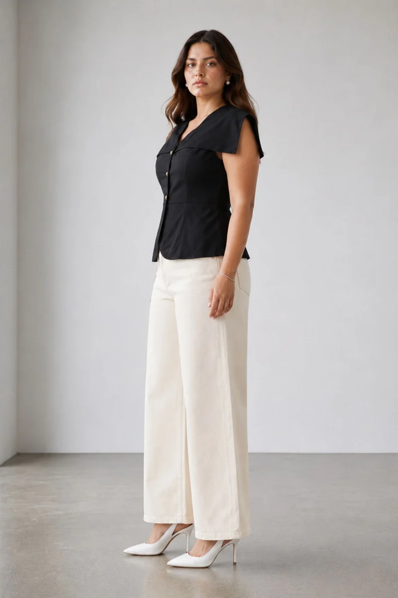 Giavelle|100% Cotton Peplum Waist Coat