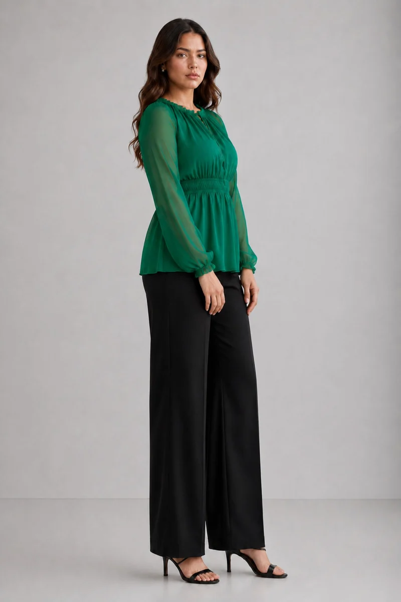 Emberly|100% Viscose Elasticated Peplum Top