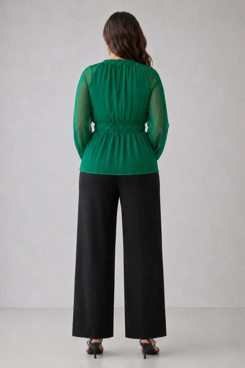 Emberly|100% Viscose Elasticated Peplum Top