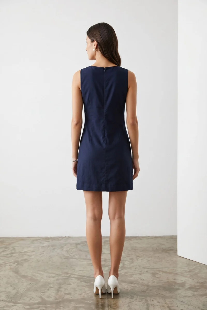 Merisse|100% Cotton Double Breasted Mini Dress