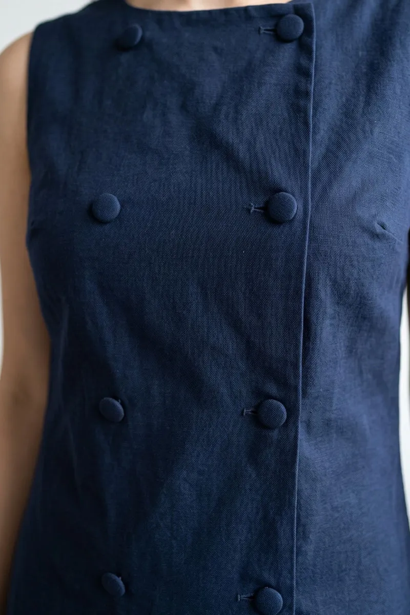 Merisse|100% Cotton Double Breasted Mini Dress