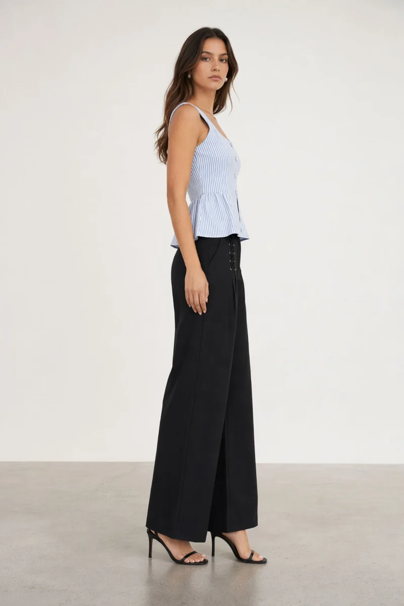 Azeline|100% Cotton Smocked Back Peplum Top