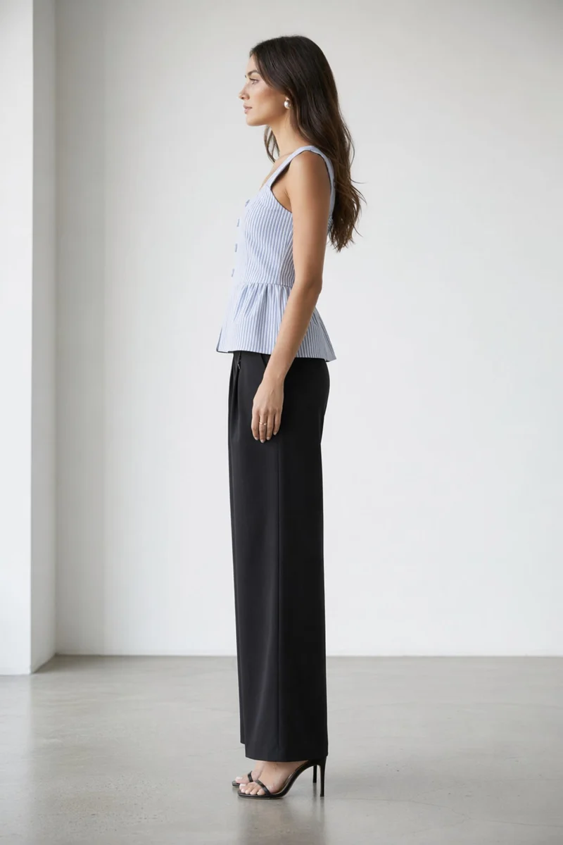 Azeline|100% Cotton Smocked Back Peplum Top
