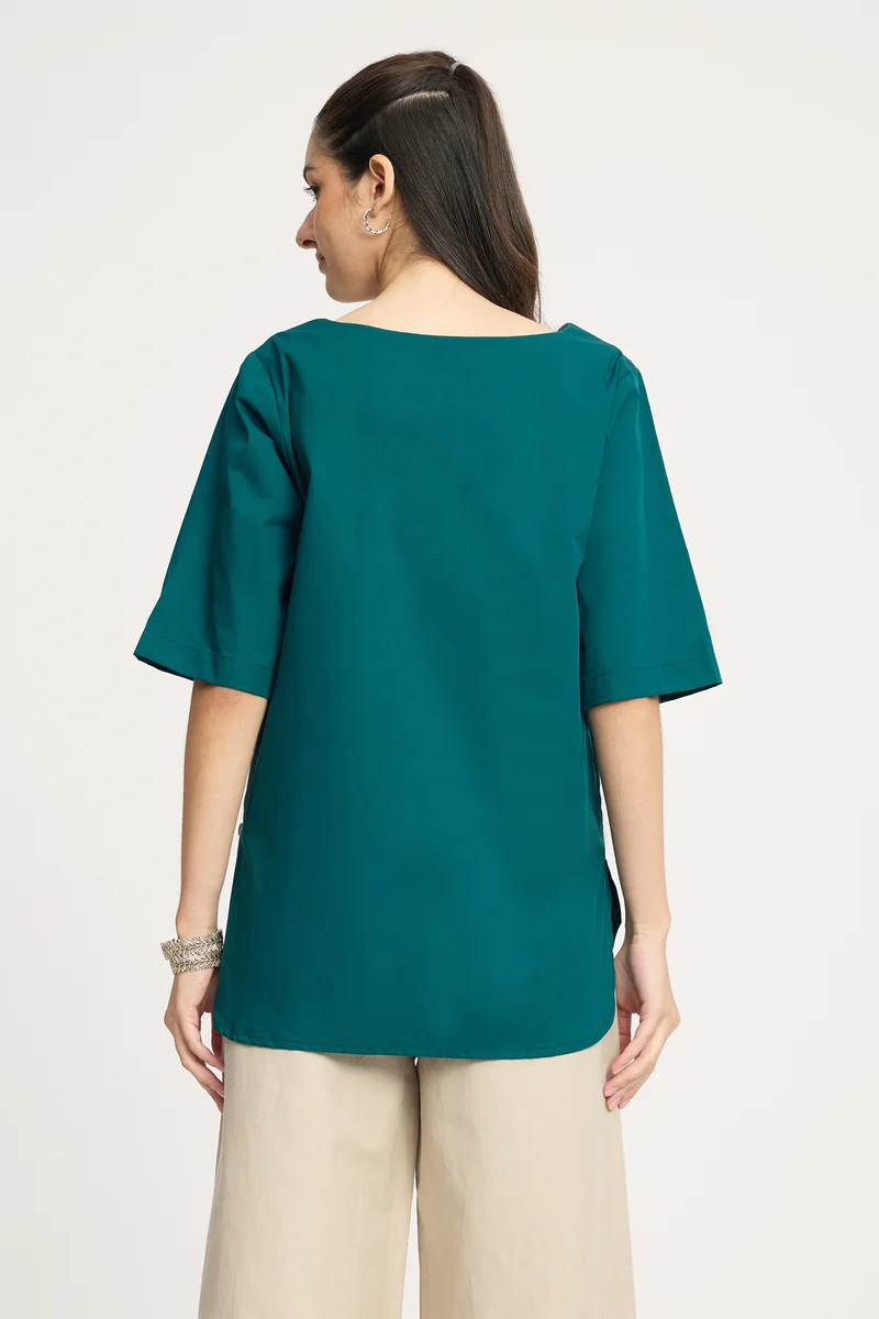 Yogitae|100% Cotton High-Low Top With Side Zipper
