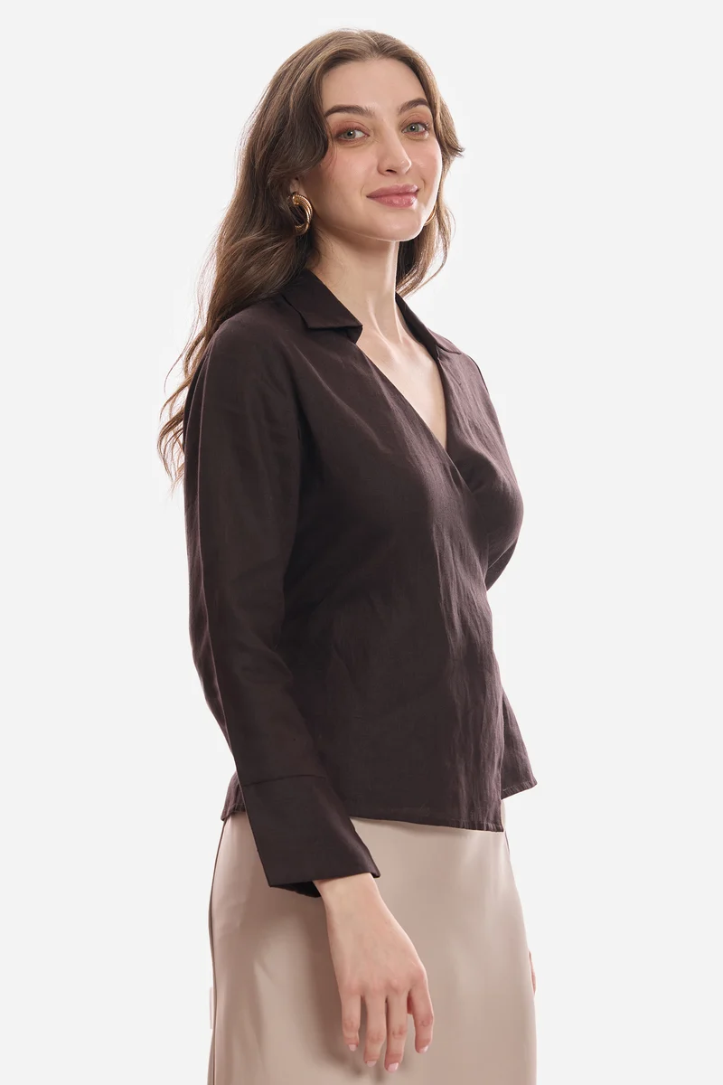 Elila|100% Linen Wrap Tie-Up Top