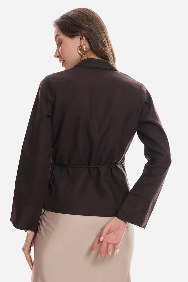 Elila|100% Linen Wrap Tie-Up Top