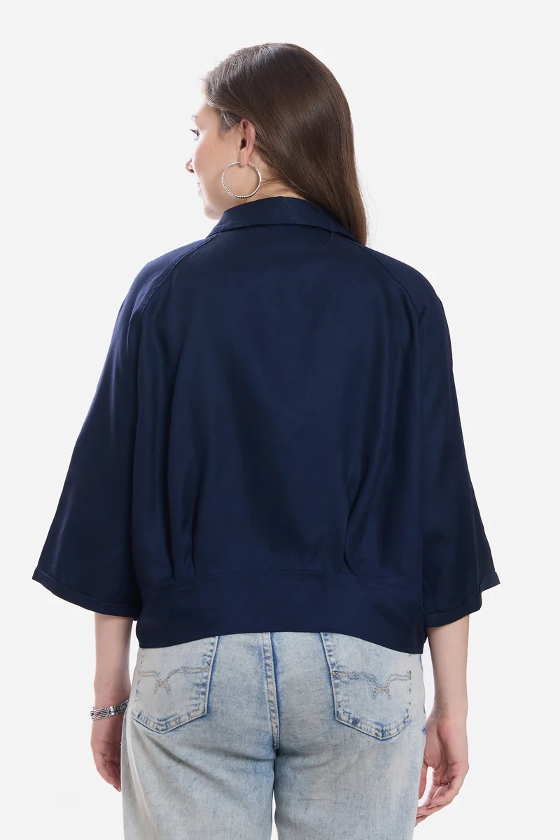 Kiny|100% Viscose Dolman Tie-Up Shirt