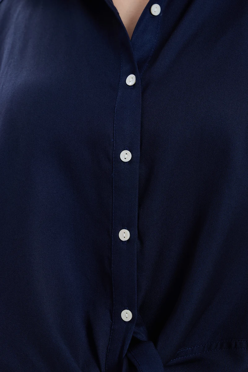 Kiny|100% Viscose Dolman Tie-Up Shirt