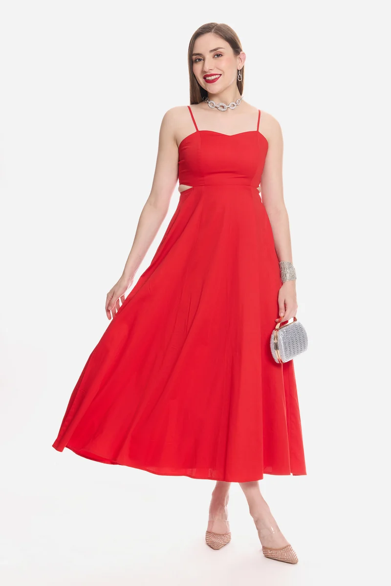 Sanis|100% Cotton Cut-Out Sweetheart Maxi