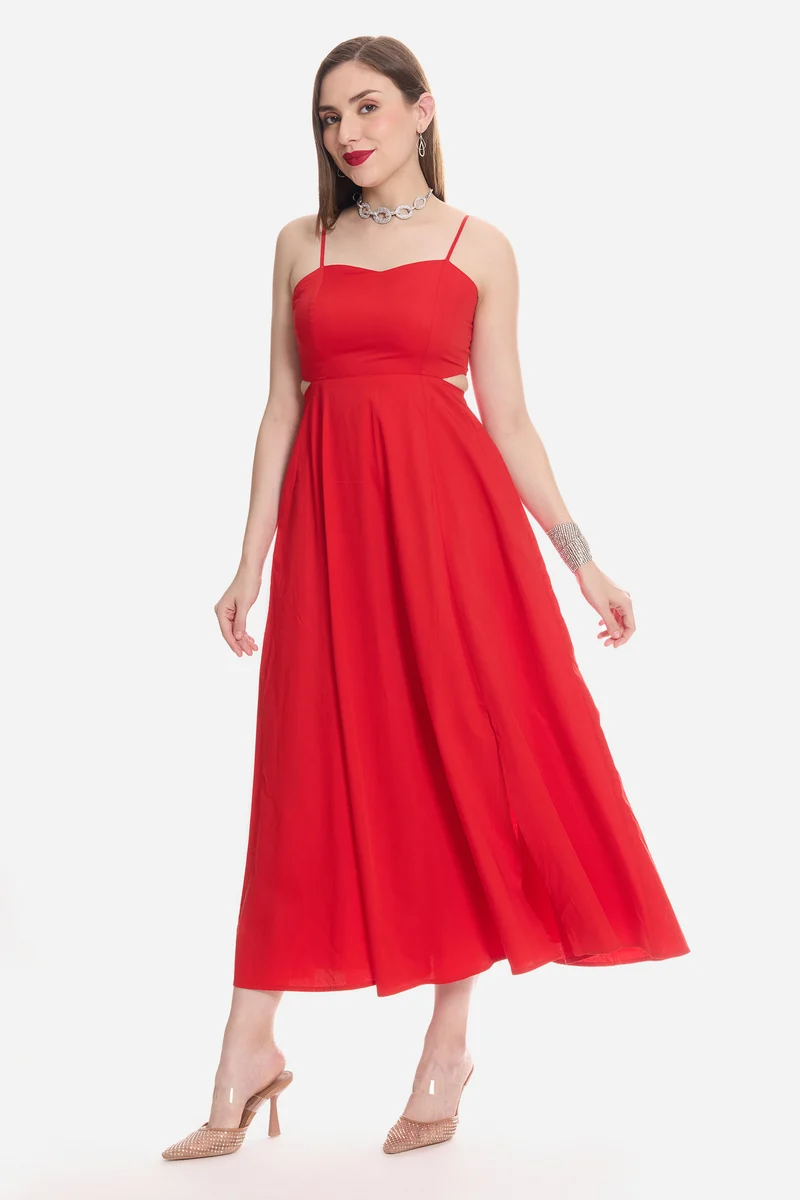 Sanis|100% Cotton Cut-Out Sweetheart Maxi