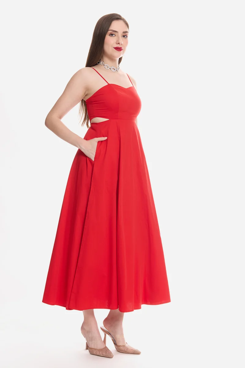 Sanis|100% Cotton Cut-Out Sweetheart Maxi