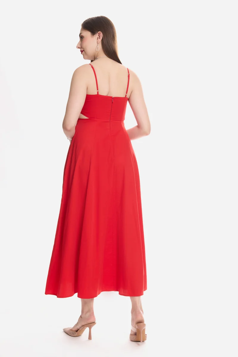 Sanis|100% Cotton Cut-Out Sweetheart Maxi