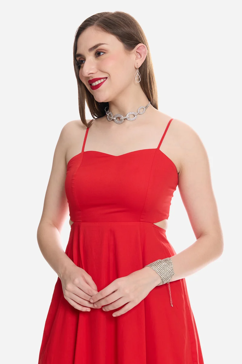 Sanis|100% Cotton Cut-Out Sweetheart Maxi