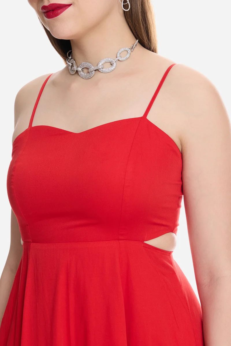 Sanis|100% Cotton Cut-Out Sweetheart Maxi