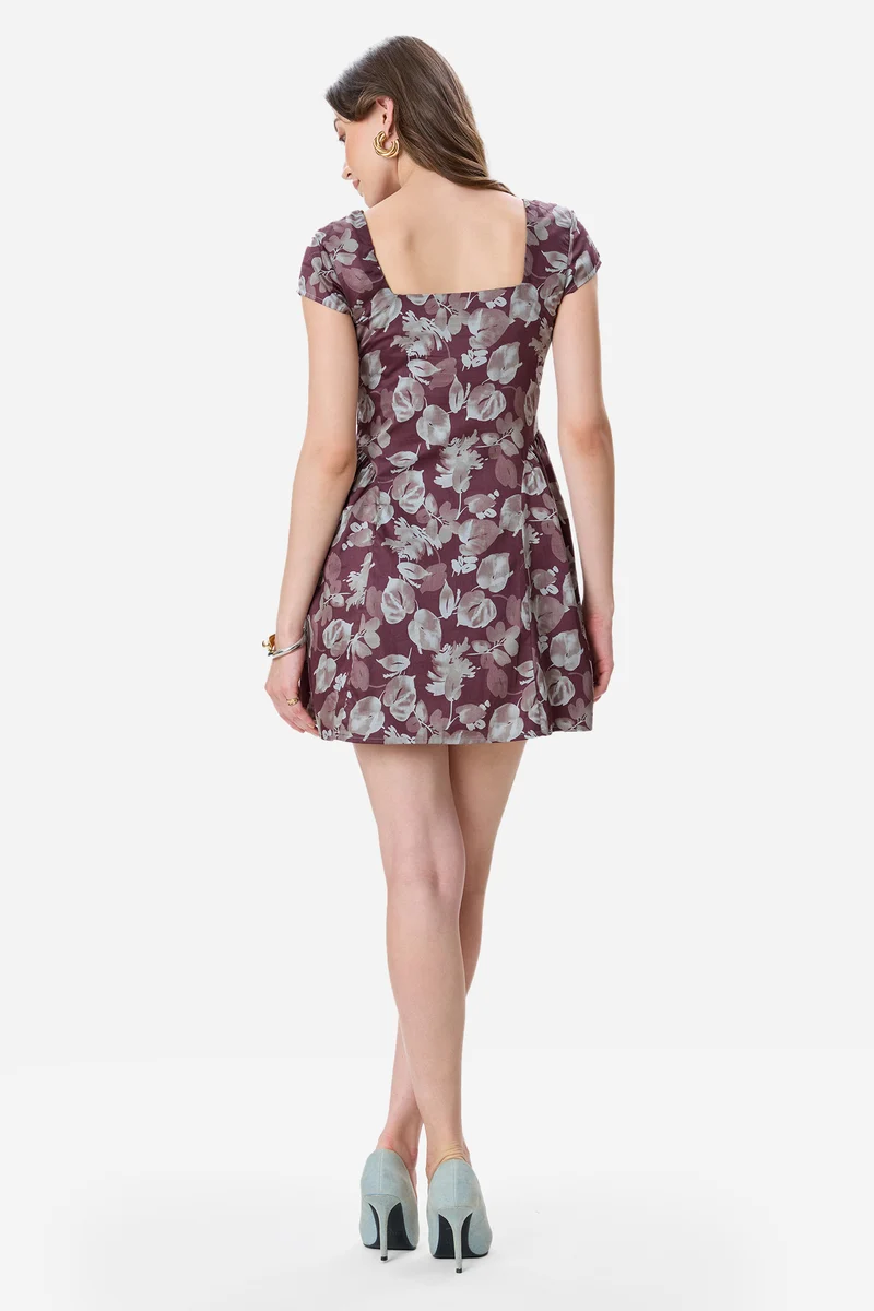 Jura|100% Cotton Fit & Flare Floral Mini Dress