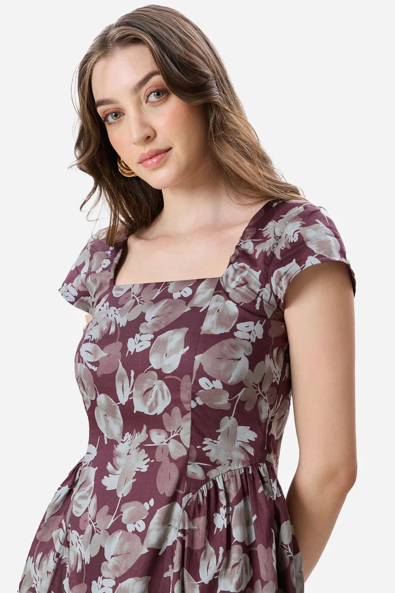 Jura|100% Cotton Fit & Flare Floral Mini Dress