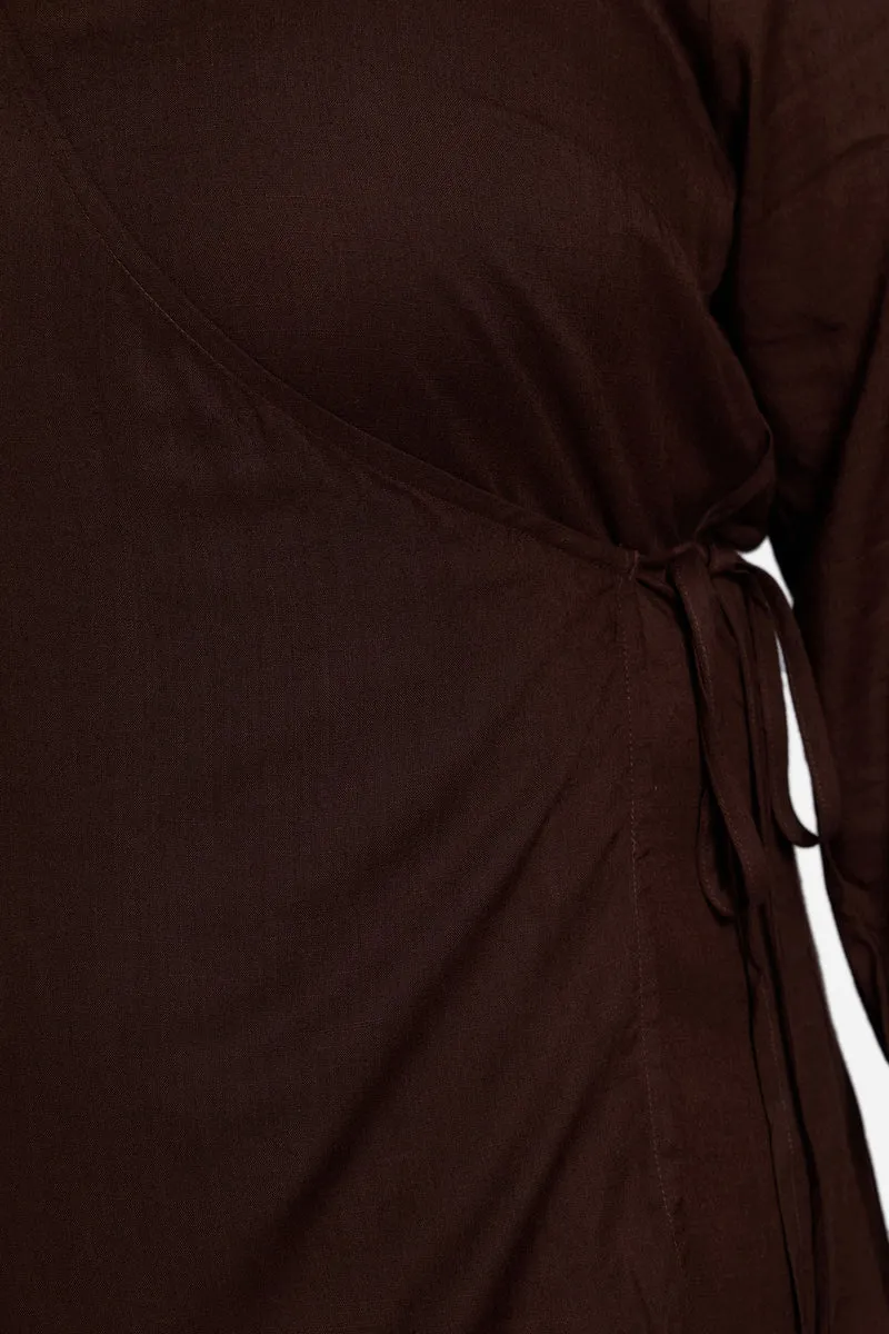 Azami|Viscose Collared Tie Front Shirt