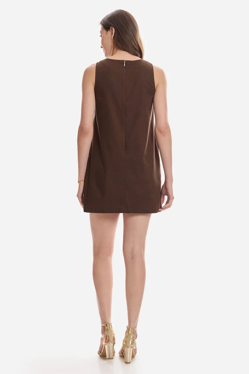 Maebh|100% Cotton Slub A Line Mini Dress
