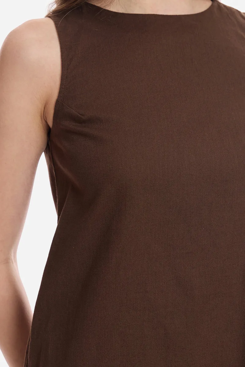 Maebh|100% Cotton Slub A Line Mini Dress