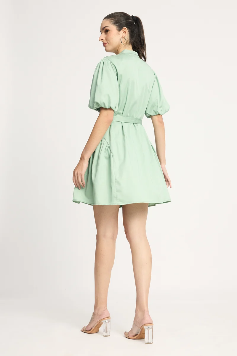 Bina|100% Cotton Cut-Out Godet Mini Dress
