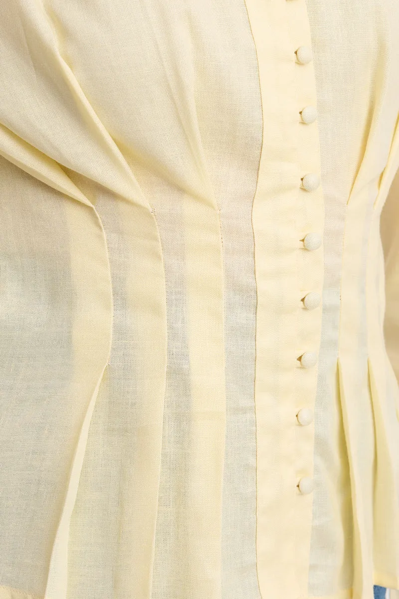 Kareni|100% Cotton Pintuck Detail Structured Shirt