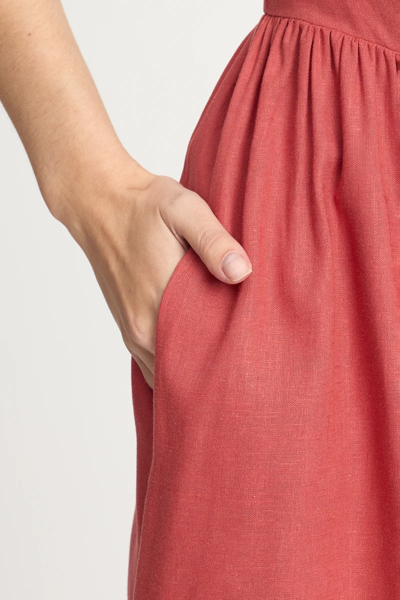 Sanm|100% Cotton Corset Midi Dress