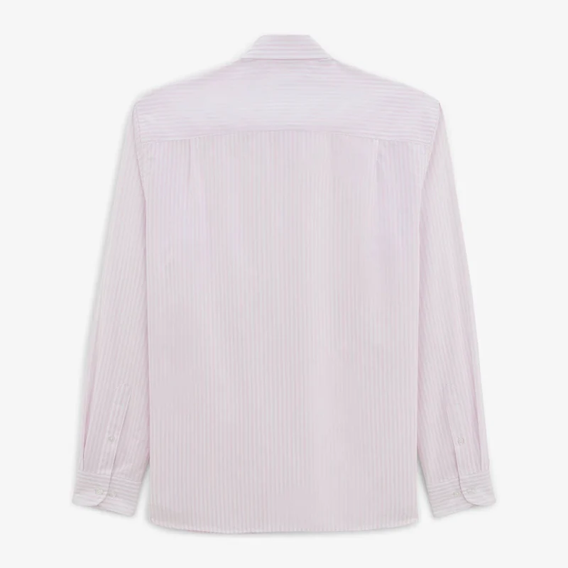 Chemise manches longues en coton à rayures bâton rose lilas