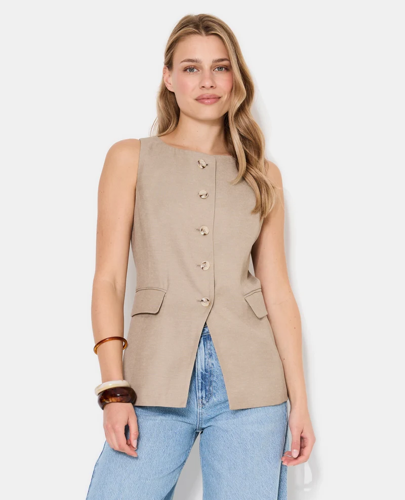 Veste sans manches esprit gilet de barman avec lin