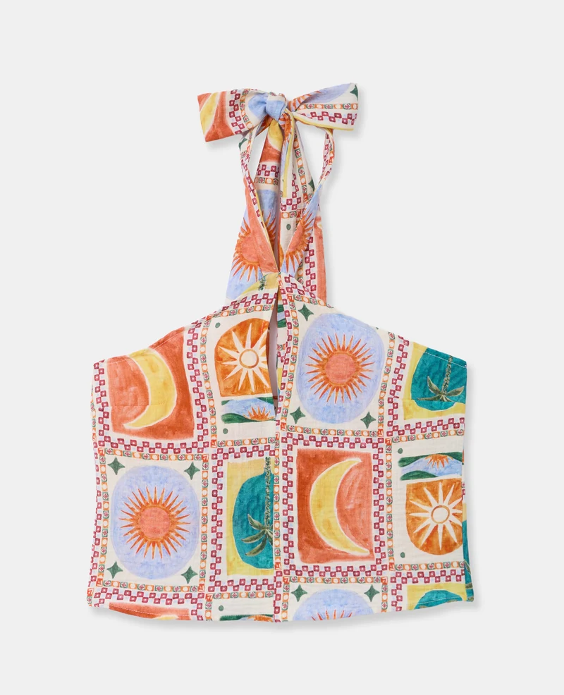 Top dos-nu motif soleils et lunes