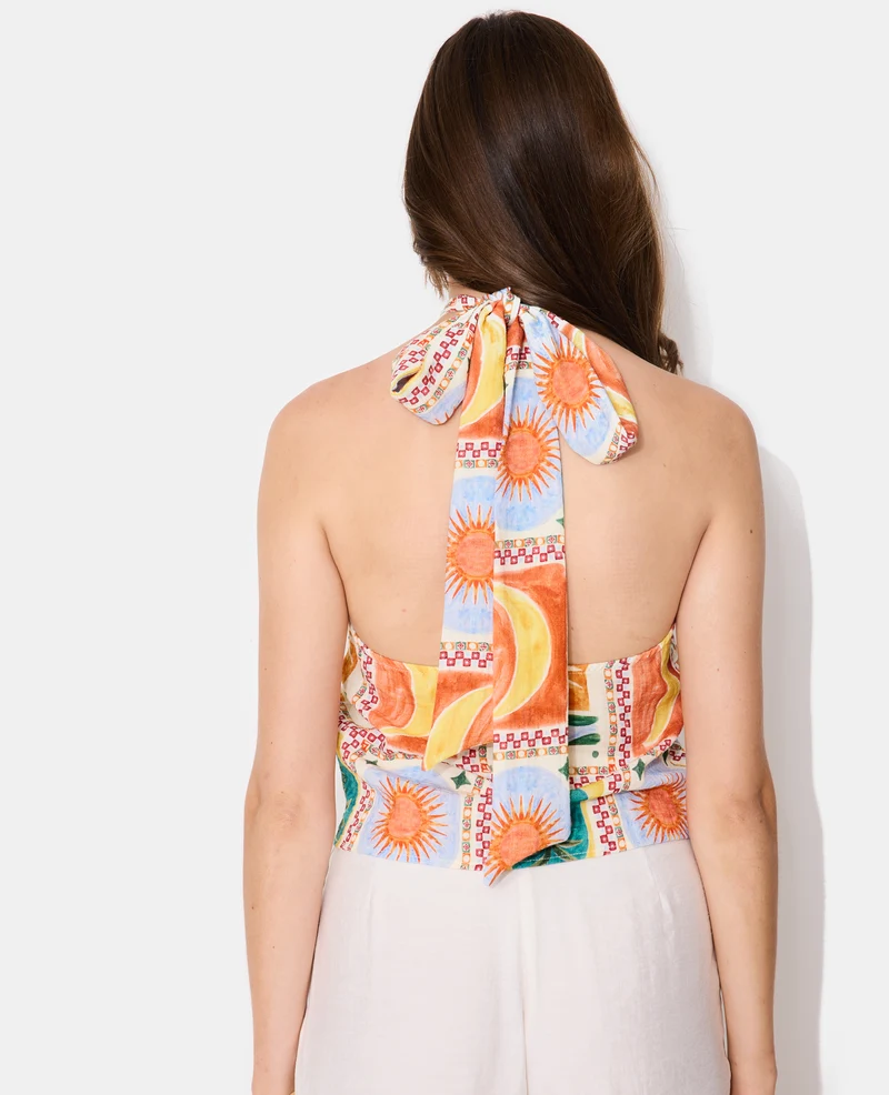 Top dos-nu motif soleils et lunes