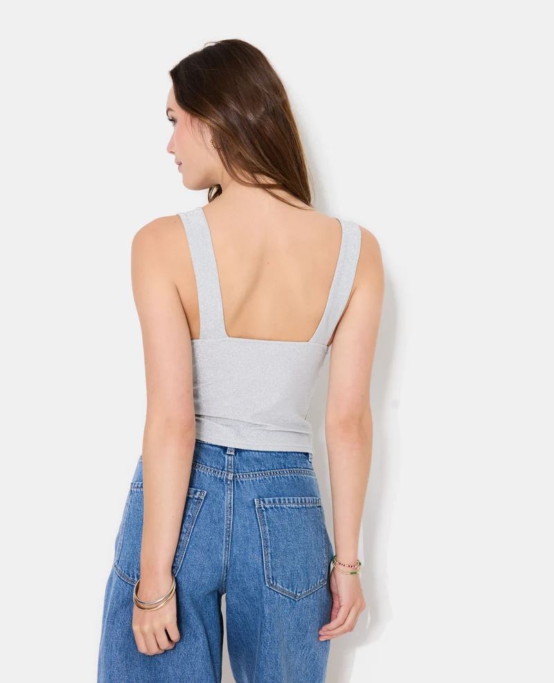 Débardeur en maille avec lurex encolure V