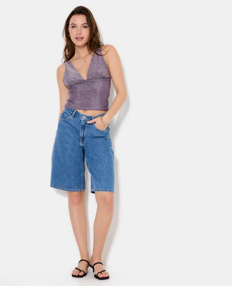 Débardeur en maille avec lurex encolure V