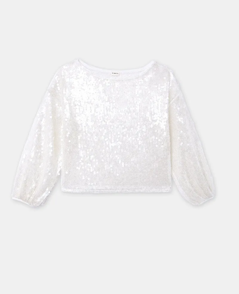 Top en maille ajourée avec sequins transparents